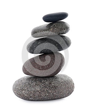 Stack of stones on white background. Harmony and balance concept