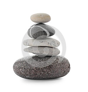 Stack of stones on white background. Harmony and balance concept