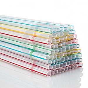 Stack of straws on transparent background