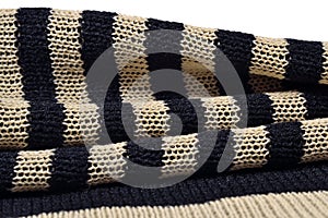 Stack of striped knitted fabric