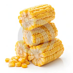 Stack of Sweetcorn Kernels isolated on white background
