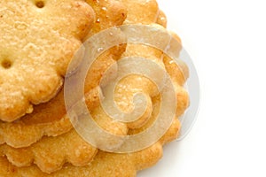 Stack of sweetmeal digestive biscuits isolated on white background