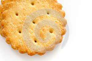 Stack of sweetmeal digestive biscuits isolated on white background