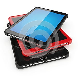 Stack of tablets, isolated on white background