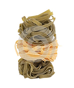 Stack of tagliatelle italian pasta.