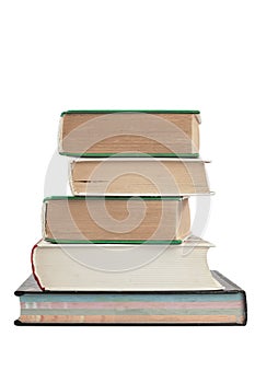 A stack of thick hardcover books, isolate on a white background