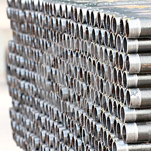 Stack of threaded pipes