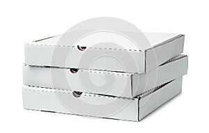 Stack of three blank pizza boxes