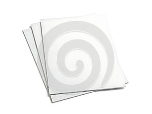 Stack of three blank white paper sheets