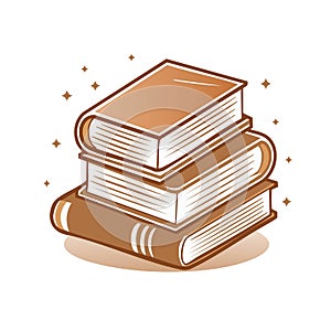 Stack of Three Books Illustration: Education, Learning, Knowledge Concept