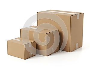 Stack of three cardboard boxes