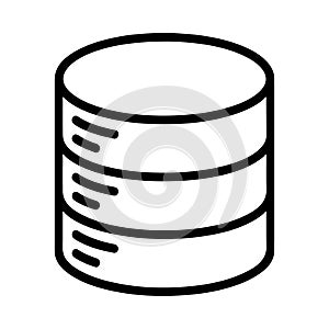 Stack of three database cylinders icon on white background storage server