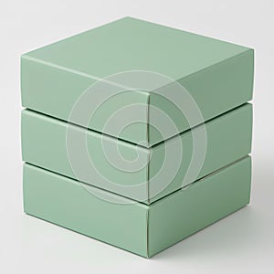 Stack of Three Mint Green Packaging Boxes on White Background