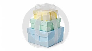 Stack of pastel colored gift boxes