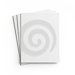 Stack of three plain white sheets of paper against a light background