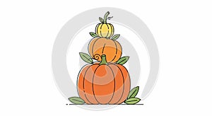 Stack of Three Pumpkins with Leaves