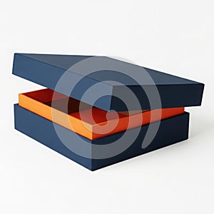 Stack of three rectangular boxes with open top box isolated on white background