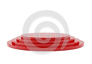 Stack of three red circular objects