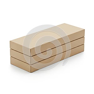 Stack of three simple brown cardboard boxes