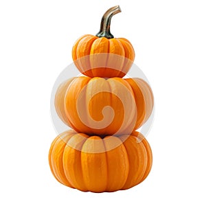 Stack of Three Small Orange Pumpkins