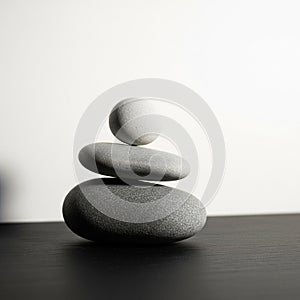 Stack of three smooth gray stones