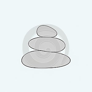 Of a stack of three smooth gray stones arranged in decreasing