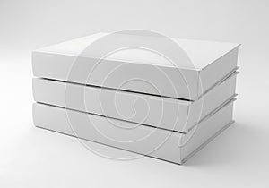 Stack of three white boxes isolated on white background