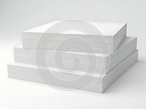 Stack of three white paper blocks