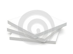 Stack of three white pristine paper sheets