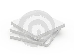 Stack of three white pristine paper sheets