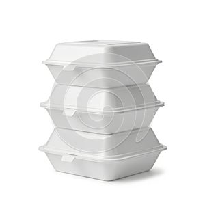 Stack of three white styrofoam containers