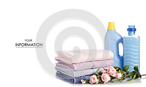 A stack of towels flower softener conditioner liquid laundry detergent pattern