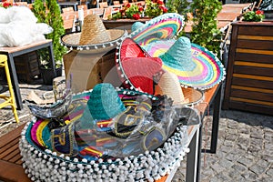 Stoh z tradiční mexičan klobouky sombrera a příslušenství mexičan slavnost oslava 