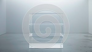 Stack of transparent glass sheets with subtle etched layers symbolizing hierarchical subcategories