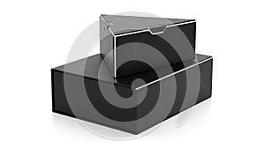 Stack of two black boxes isolated on white background