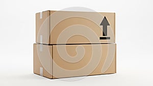 Stack of two brown cardboard boxes