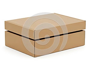 Stack of two cardboard boxes isolated on white background