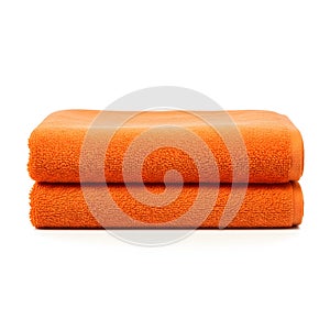 Stack of Two Orange Terry Cloth Towels