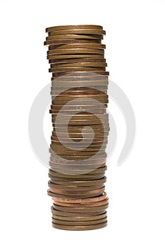 Stack of two pence coins