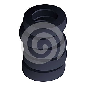 Stack of tyres icon, isometric style