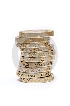 Stack of UK Â£1 Coins