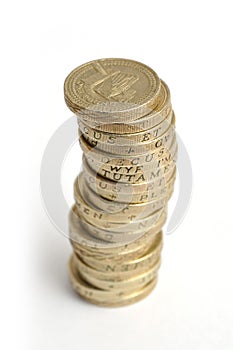 Stack of UK Â£1 Coins