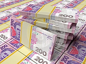 Stack of ukrainian money hryvnia grivna