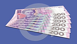 Stack of ukrainian money hryvnia grivna, hryvna with 500 banknotes