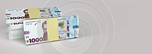 Stack of ukrainian money hryvnia (grivna, hryvna) with 500 banknotes with blank copy space background