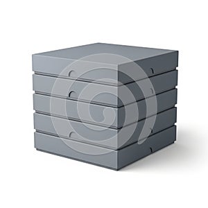 Stack of uniform grey storage boxes