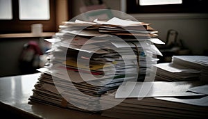 A Stack Of Unsorted Mail On A Table. Generative AI photo