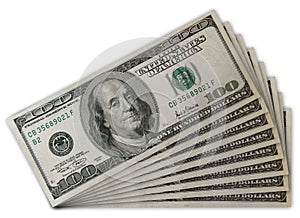 Stack of US 100 dollar bills photo