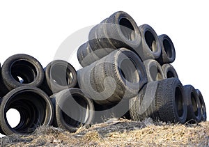 Stack of used tyres