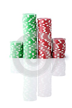 Stack of various casino chips